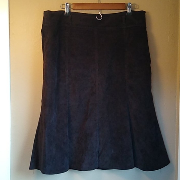 Larry Levine Brown Fine Coarduroy Pleated Skirt 14 - Picture 1 of 8